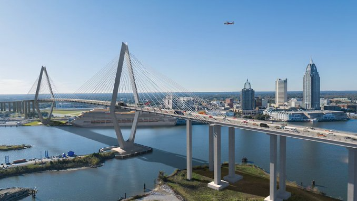 Rendering of new Mobile River Bridge and Bayway Project