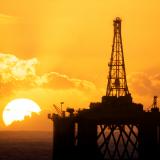 Oil rig and sunset