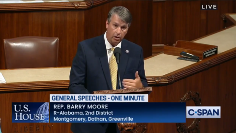 Rep. Barry Moore speaks on the House floor. 